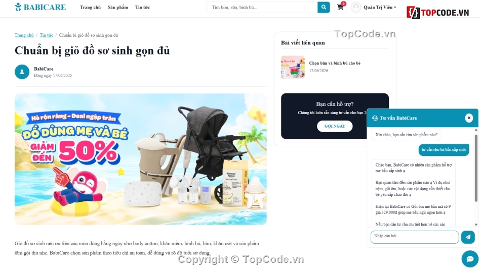 bán hàng,web mẹ và bé,web bán hàng mẹ và bé
